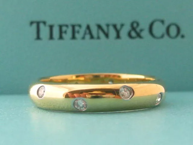 Tiffany & Co. Etoile .22 Diamond 4Mm Yellow Gold Eternity Wedding Ring Size 6
