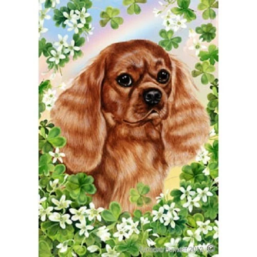 Clover House Flag - Ruby Cavalier King Charles Spaniel 31118