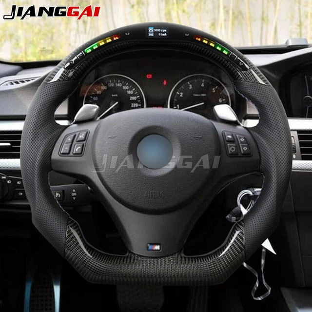 Volante In Carbonio Per BMW Serie 1/3 M Sport - Design A D Con Fondo Piatto, Pelle Perforata