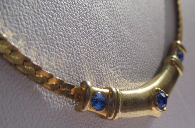 Collier Ras De Cou Vintage Carven - Cabochons Plaqué Or - Années 80/90 - Occasion