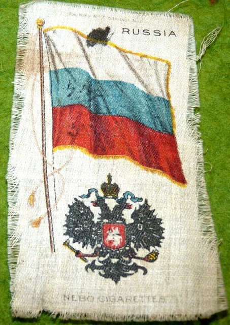 12/22 Nebo cigarettes silk flag Russia Publicité soie ancien drapeau Russie