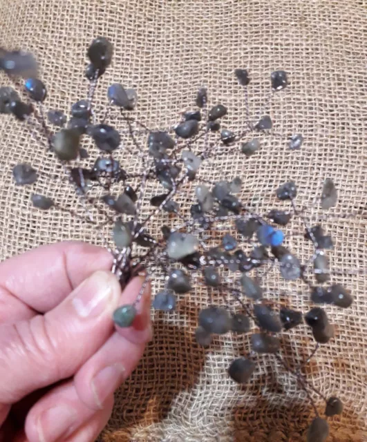 Labradorite 15 French Beaded Flower Stems Diy Gemstone Tree Type Bouquet Posy Gu