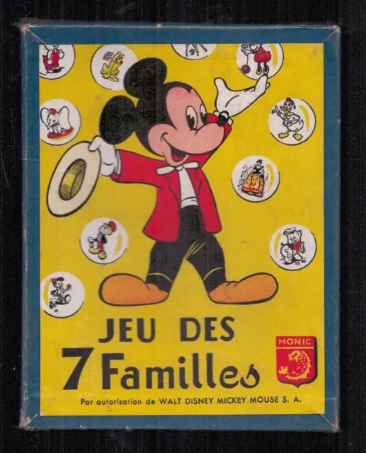 1 Jeu De Cartes 7 Familles Walt Disney . Annees 60' . Monic . Mickey .