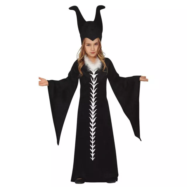 Costume Maleficent Carnevale Vestito Bambina Malefica Strega Nera Halloween