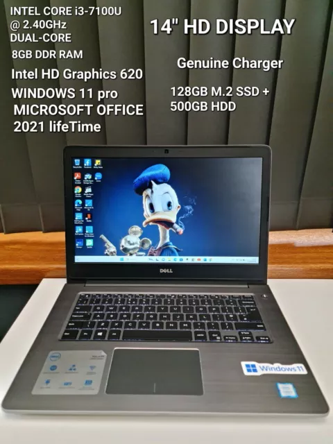 DELL Laptop 5468 i3 7TH GEN 8GB DDR4 128GB SSD + 500GB HDD WIN11 pro OFFICE21