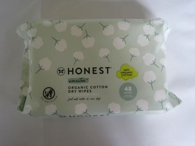 Honest Organic Cotton Dry Wipes 48 In Package New