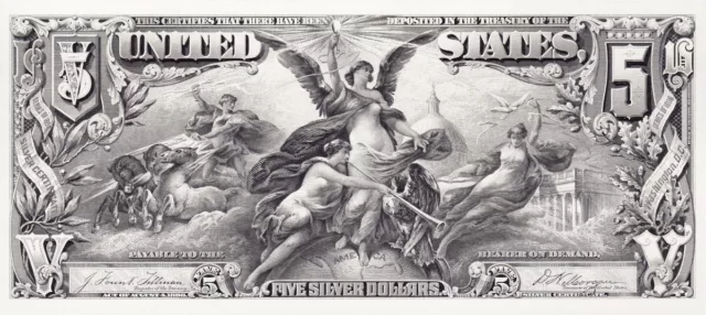 U.S. $5 Silver Certificate Series 1896 Money Note Large Poster Print PICK COLOR