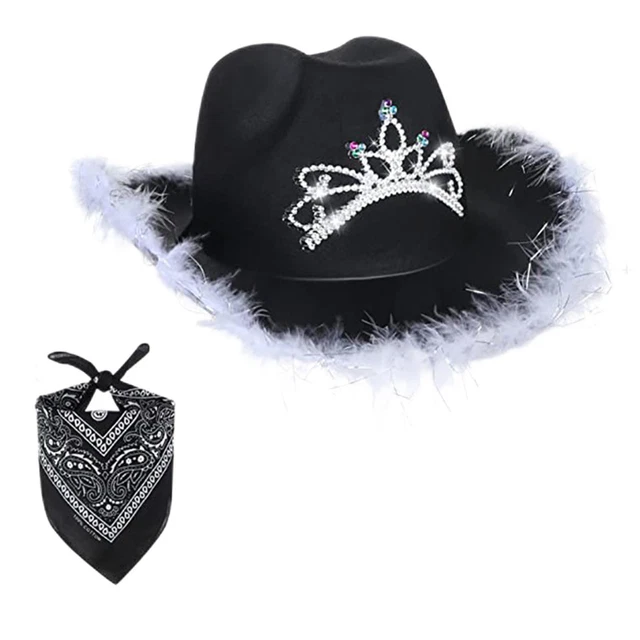 Western Cowboy Cowgirl Hat Sequin Props Party Favors Holiday Fancy Dress Black