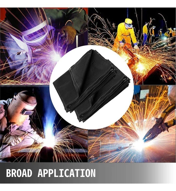 (2) 6 x 10 Ft Welding Black Blanket Portable Fiberglass Fire Retardant Blanket