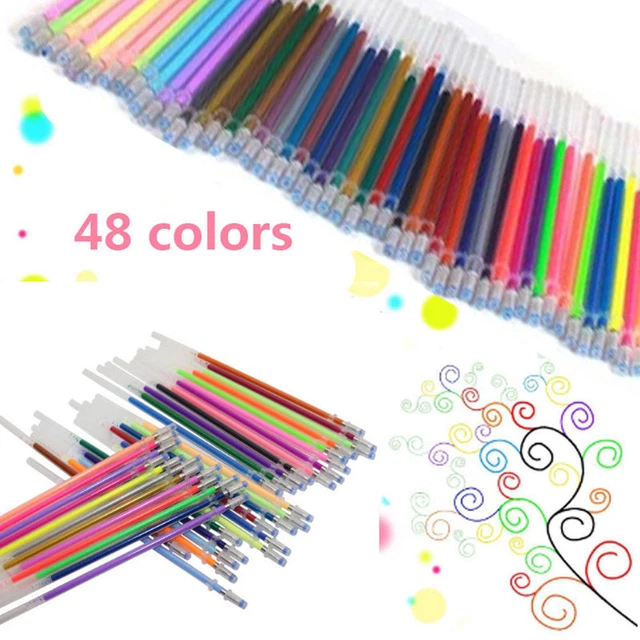 48x Color Gel Pen Set Adult Coloring Book Ink Pens Drawing Painting Craft A^ob