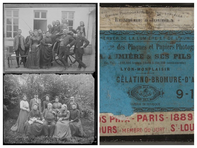 Lot De 10 Plaques De Verre Originales – Belgique Famille Campagne – 13x18 Cm – Début 20ème