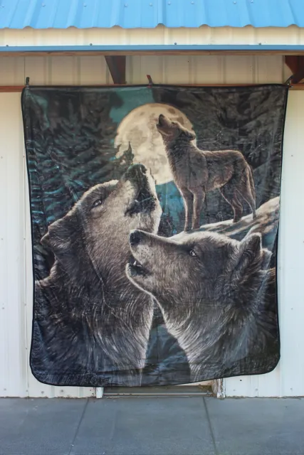 Lisa Parker Wolf Song Wolves Howling Moon Queen Size Blanket Bedspread