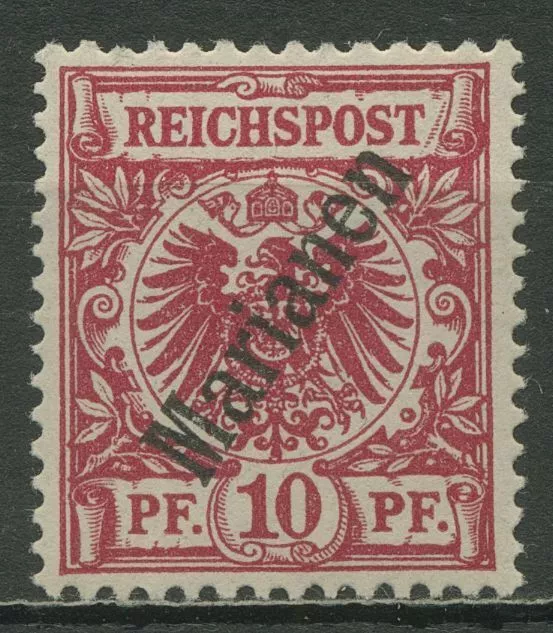 Marianen 1900 Krone/Adler mit Aufdruck 3 II b mit Falz, geprüft