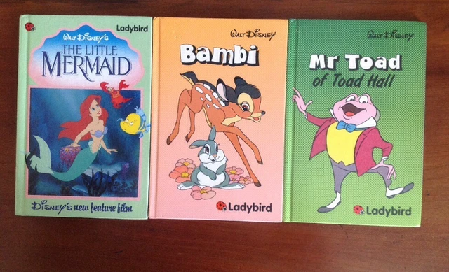 LADYBIRD WALT DISNEY x3 Story Books Bambi Mr Toad Little Mermaid Child ...