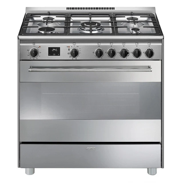 SMEG BG91PX9-1 Cuisine 90 CM 5 Feux Gaz Four Attisé Multifonctions Inox