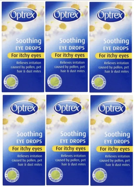 Gotas calmantes para los ojos Optrex para picazón en los ojos (6 x 10 ml) alivio de la fiebre del heno £28