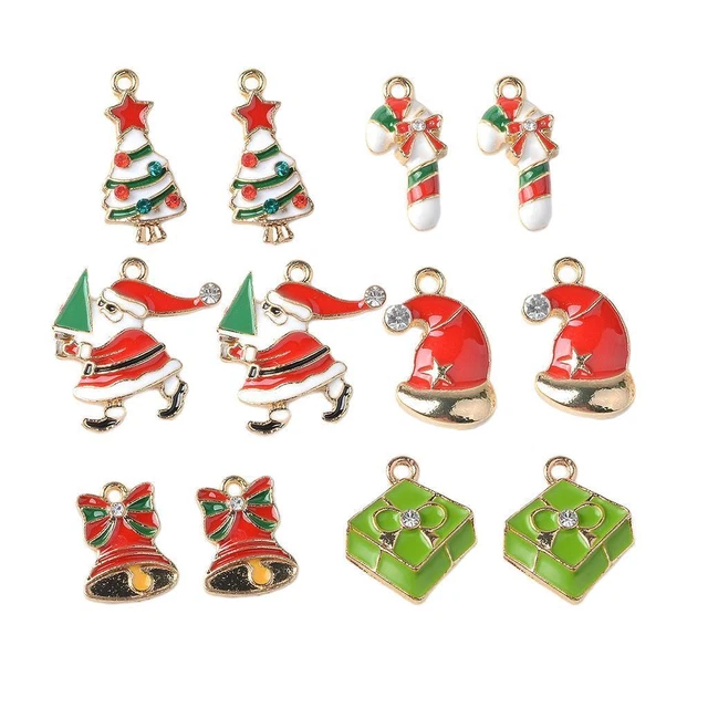 12 Stück gemischt Strass Emaille Weihnachten Charme Anhänger DIY Schmuck