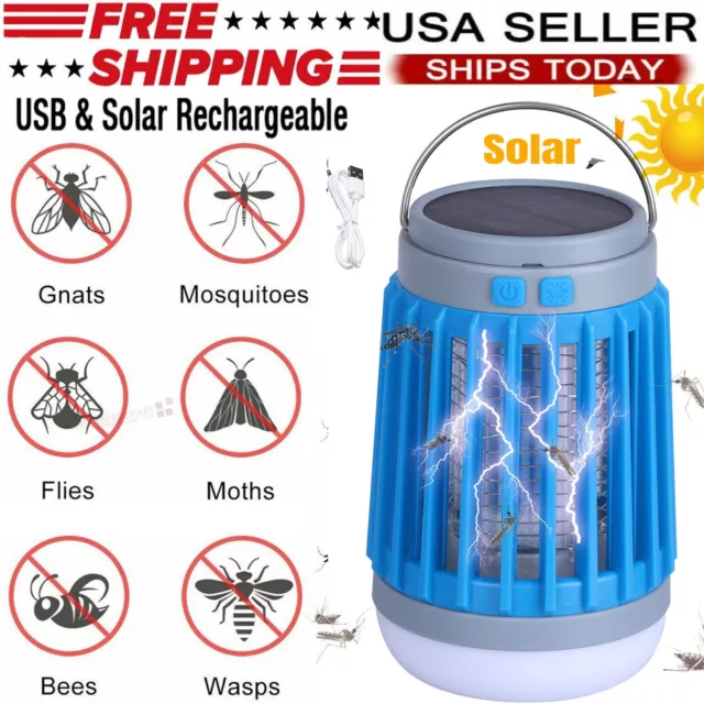 Solar USB Mosquito Killer Light Electronic Fly Bug Insect Zapper Trap Pest Lamp