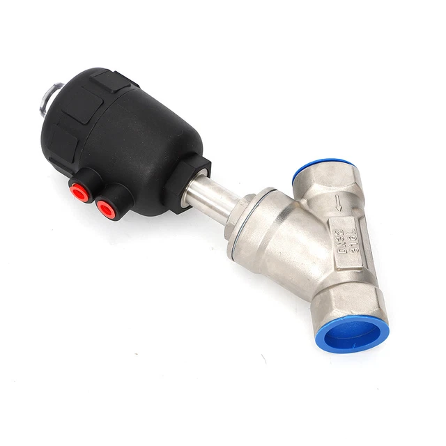 Air Actuated Angle Seat valve Single Acting Stainless Steel body DN32 1-1/4" BSP