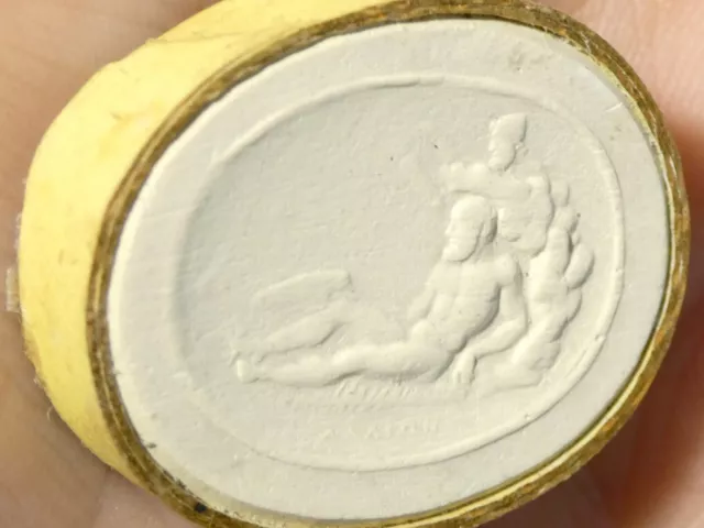 19thC Man Lying on Rock Plaster Tassie Intaglio Classic Cameo Grand Tour #T46