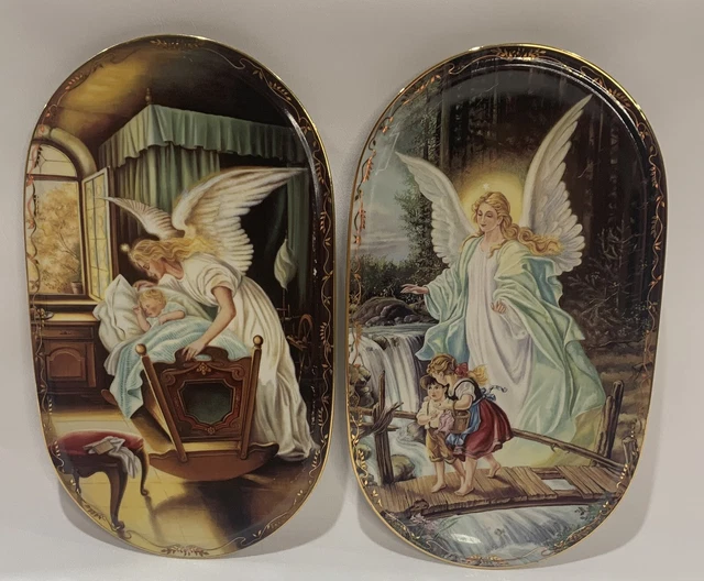 Vintage’95 Behuteter Heimweg Guardian Angel Bradford Exchange German Plate Set 2