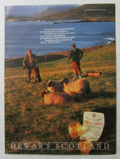 1991 DEWARS "White Label" Scotch Whisky Ad - Scotland Golf Sheep