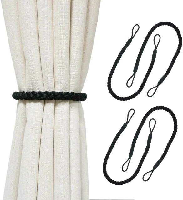 HIASTRA Black Curtain Tieback Tie Backs Cord Holdbacks Handmade Braid Rope Decor