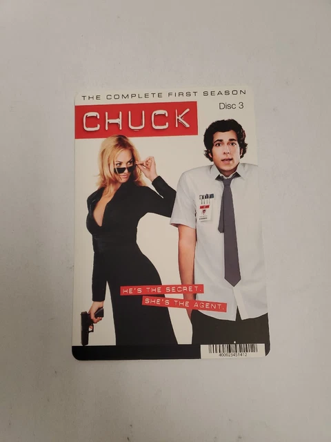 Chuck Disc 3 BLOCKBUSTER SHELF DISPLAY DVD BACKER CARD ONLY 5.5"X8"