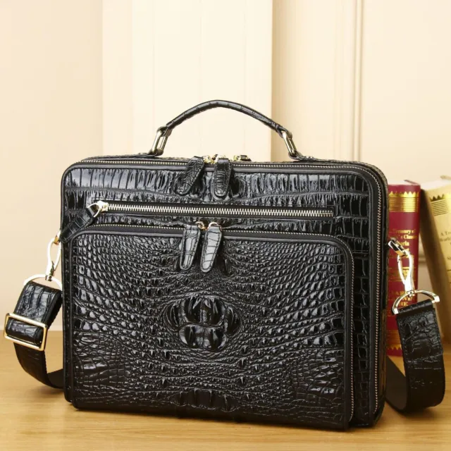 Genuine leather crocodile handbag large capacity men's briefcase business bag