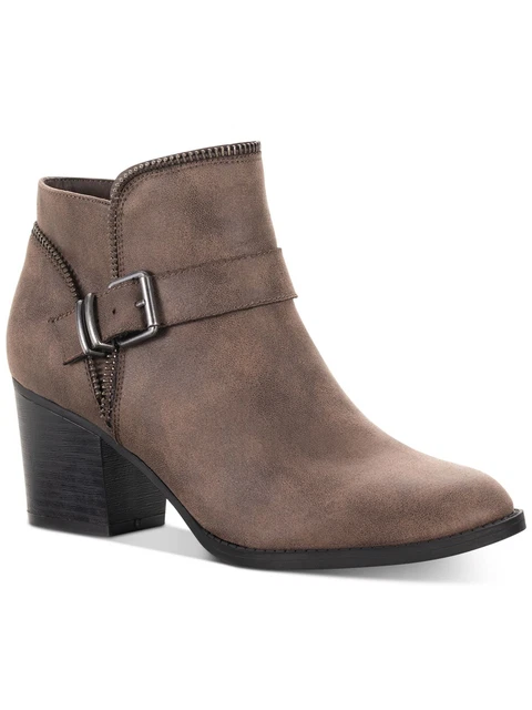 American Rag Women's Round Toe Block Heel Zip up Booties Brown Size 5 M