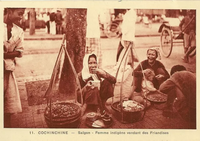 Carte Postale Asie Indochine Cochinchine Saigon Femme Indigene Vendant Friandise