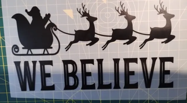 We Believe Christmas Santa Rentier Vinyl Aufkleber Aufkleber für Auto/Fenster/Wand