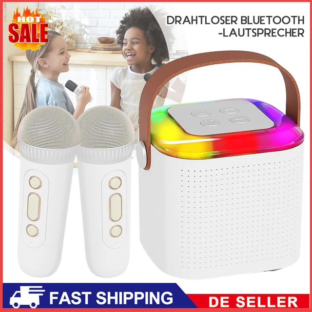 Ainiv Karaoke Maschine Pink - Bluetooth Lautsprecher Mit 2 Mikrofonen & Stimmeffekten