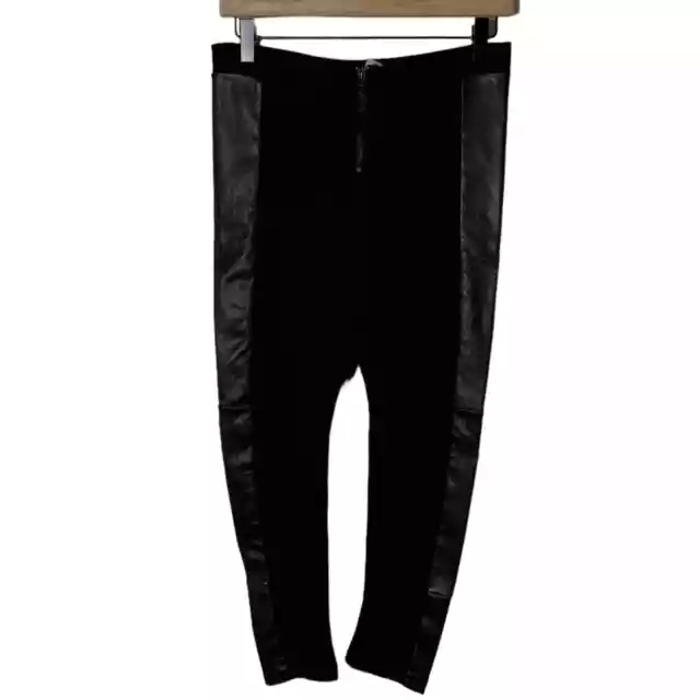 Alice + Olivia Front Zip Lamb Leather Ponte Combo Leggings 8 2