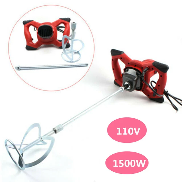 1500W Mortar Mixer Cement Render Paint Concrete Glue Plaster Rotary Drill Shaft