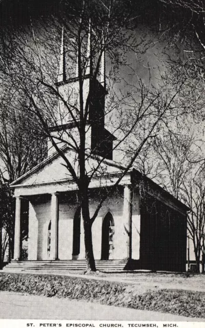 Vintage Postcard Saint Peter's Episcopal Church Building Tecumseh Michigan MI