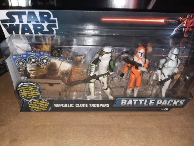 Star Wars Republic Clone Trooper Battle Pack custodia rigida tagliata MISB squadra bomba