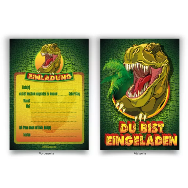 Einladungen (8 Stück) "Dinosaurier" zum Geburtstag Einladungskarten Karten