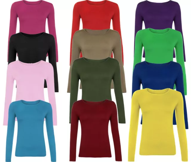 Kids Plain Basic Top Long Sleeve Girls Uniform T-Shirt Tops Age 4-13 Years