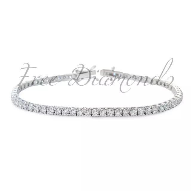 Bracciale Tennis Uomo Donna In Oro Bianco 18 Kt E Diamanti Naturali 1,20 Ct