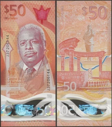 Barbados PNew B243a 50 Dollars 2022 Polymer new design @ Ebanknoteshop