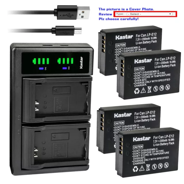 Kastar Battery LTD2 USB Charger for Canon LP-E12 LC-E12 & Canon EOS M50 Camera