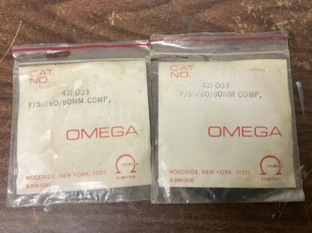 Disco de lente plana Omega 421-003 con 50/60/80 mm comp vintage nuevo en paquete lote de 2