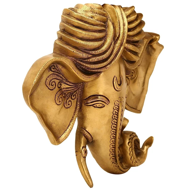 Brass Hand Crafted Hindu God Ganesha Mask Wall Hanging For Home Decor 2