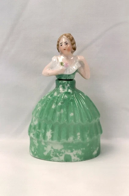 Vintage Figural Perfume Bottle - Green Dress - German