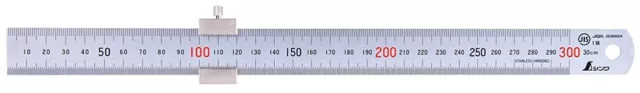 SHINWA Stainless Steel Rule Hard Chrome Finish with Stopper 30cm 300mm 76752