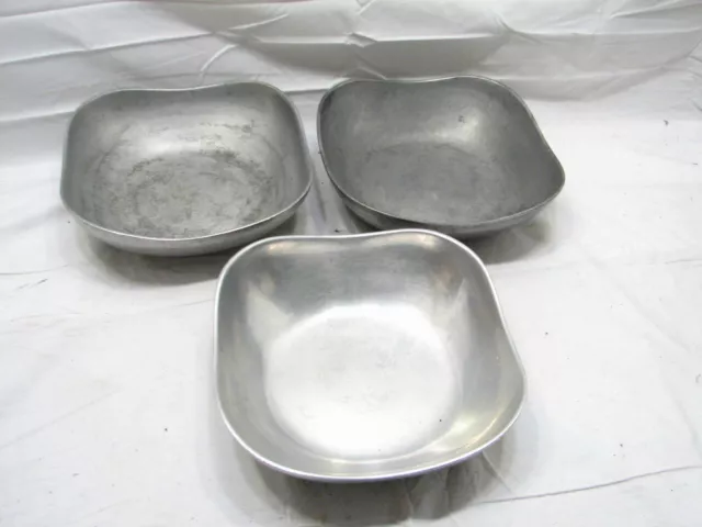 3 Wilton Mid Century Modern Danish/Dutch Pewter Serving Bowls Square