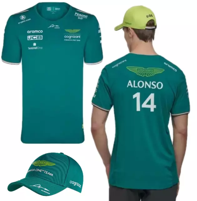 Mens Summer F1 Racing team Fernando Alonso T-Shirt Aston AMF1 Martin T-Shirt NEW