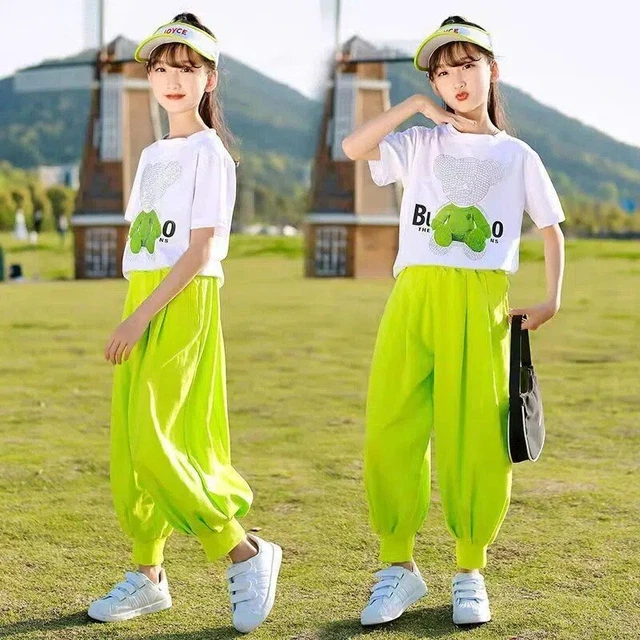 T-Shirt Pantaloni Larghi Manica Corta Per Teenager Ragazza Vestiti 6 To14