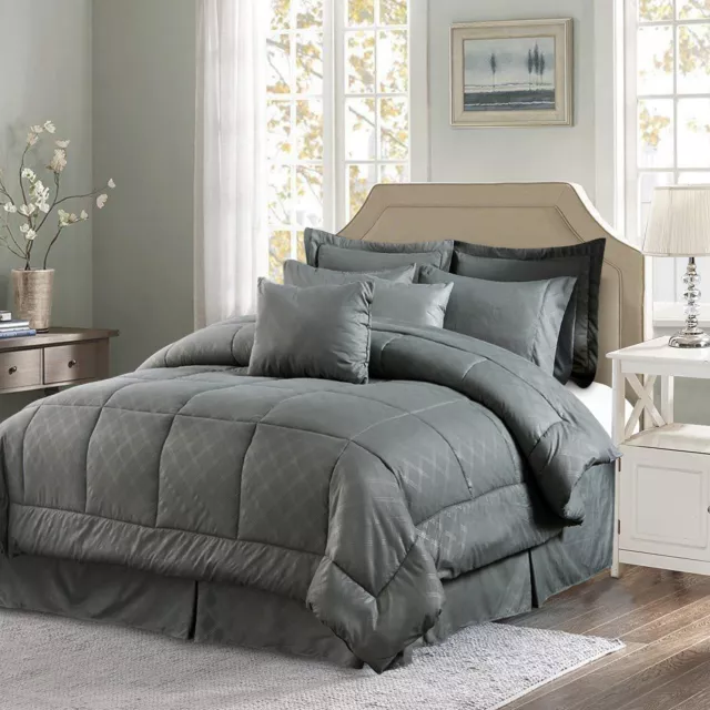 10 PIECE QUEEN King Size Comforter Set All Season Down Alternative